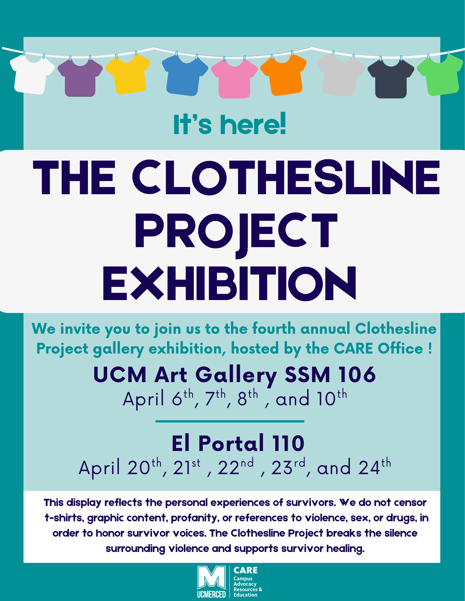 Clothesline project flyer with same text as this webpage